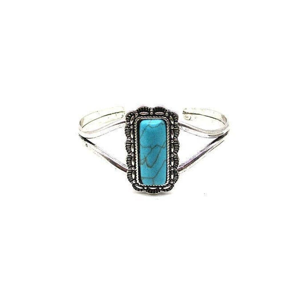 Western Turquoise Stone Brass Bracelet